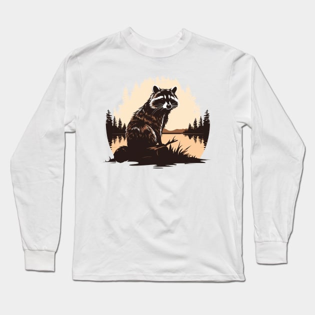 raccoon Long Sleeve T-Shirt by Ninja banana